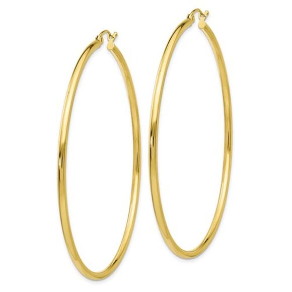 10k Gold Hoop Earrings- 2 1/2 inches long - Picture 1 of 5